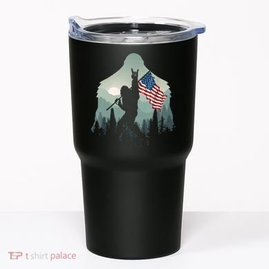 Funny Bigfoot Sasquatch Rock And Roll American Flags Tee Tumbler