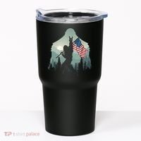Funny Bigfoot Sasquatch Rock And Roll American Flags Tee Tumbler thumb 0