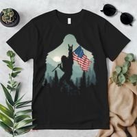Funny Bigfoot Sasquatch Rock And Roll American Flags Tee Premium T-Shirt thumb 2