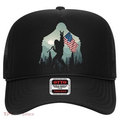 Funny Bigfoot Sasquatch Rock And Roll American Flags Tee Hat