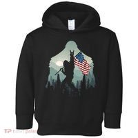 Funny Bigfoot Sasquatch Rock And Roll American Flags Tee Toddler Hoodie thumb 0