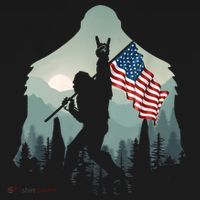 Funny Bigfoot Sasquatch Rock And Roll American Flags Tee Toddler Hoodie thumb 2
