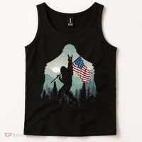 Funny Bigfoot Sasquatch Rock And Roll American Flags Tee Tank Top thumb 2