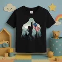 Funny Bigfoot Sasquatch Rock And Roll American Flags Tee Toddler T-Shirt thumb 3