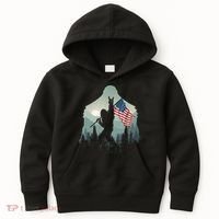 Funny Bigfoot Sasquatch Rock And Roll American Flags Tee Kids Hoodie thumb 0