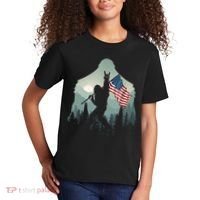 Funny Bigfoot Sasquatch Rock And Roll American Flags Tee Kids T-Shirt thumb 2