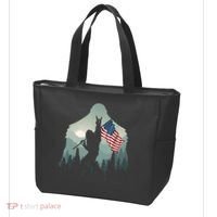 Funny Bigfoot Sasquatch Rock And Roll American Flags Tee Tote Bag thumb 3