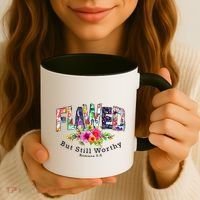 Flawed But Still Worthy Redeemed And Forgiven Christian Coffee Mug thumb 3