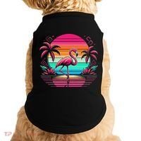 Flamingo Beach Summer Vibes Palm Tree Tropical Summer Doggie Tank thumb 0