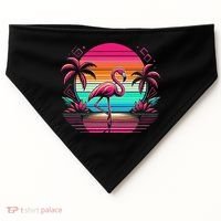 Flamingo Beach Summer Vibes Palm Tree Tropical Summer USA-Made Doggie Bandana thumb 0