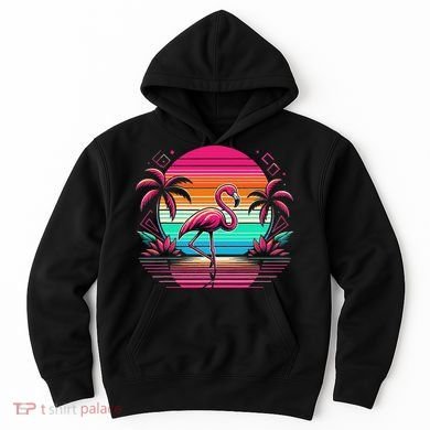 Flamingo Beach Summer Vibes Palm Tree Tropical Summer Hoodie