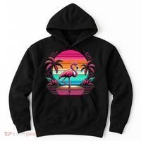 Flamingo Beach Summer Vibes Palm Tree Tropical Summer Hoodie thumb 0
