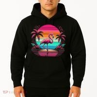 Flamingo Beach Summer Vibes Palm Tree Tropical Summer Hoodie thumb 2