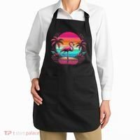 Flamingo Beach Summer Vibes Palm Tree Tropical Summer Apron thumb 2