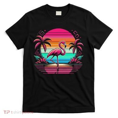 Flamingo Beach Summer Vibes Palm Tree Tropical Summer T-Shirt