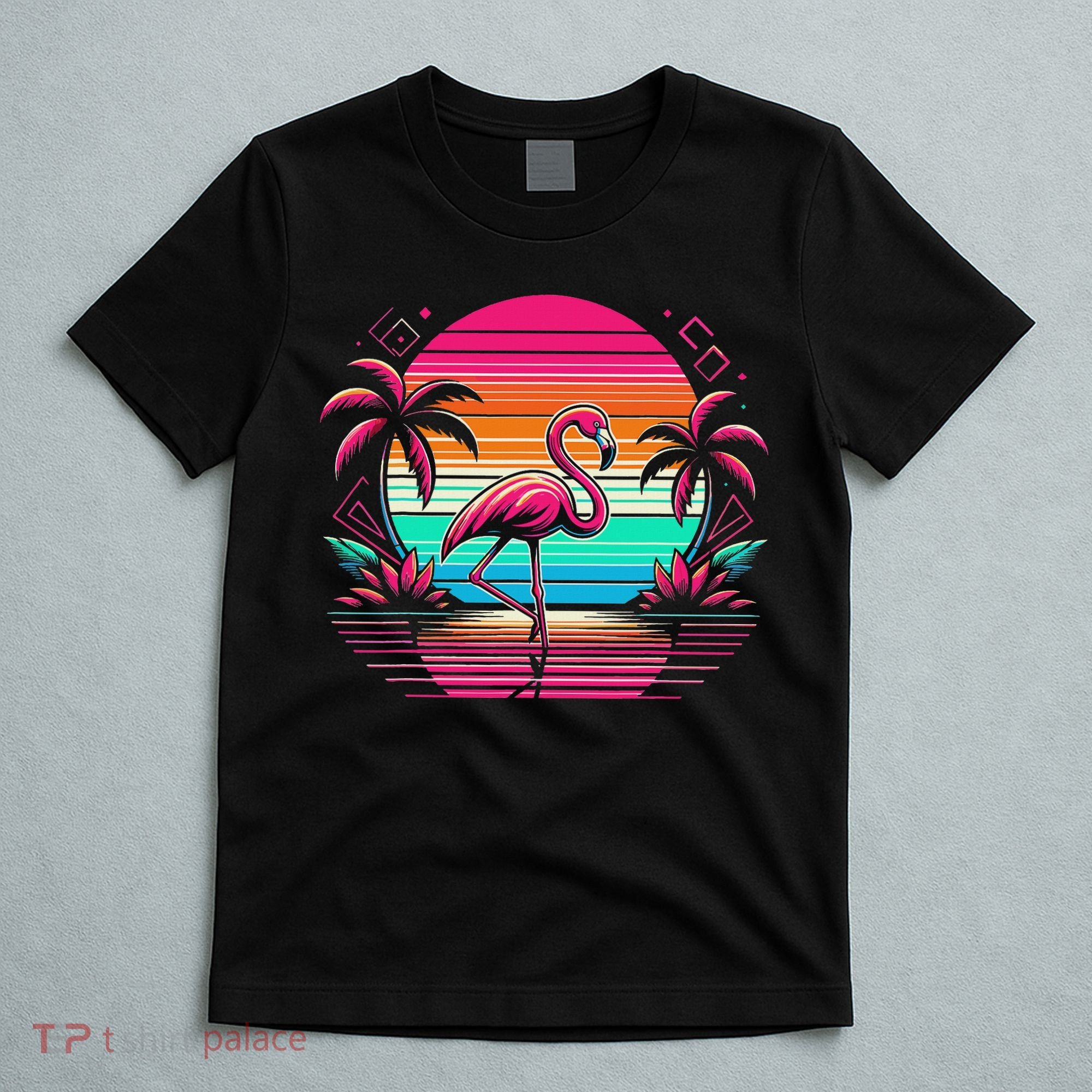 Flamingo Beach Summer Vibes Palm Tree Tropical Summer T-Shirt
