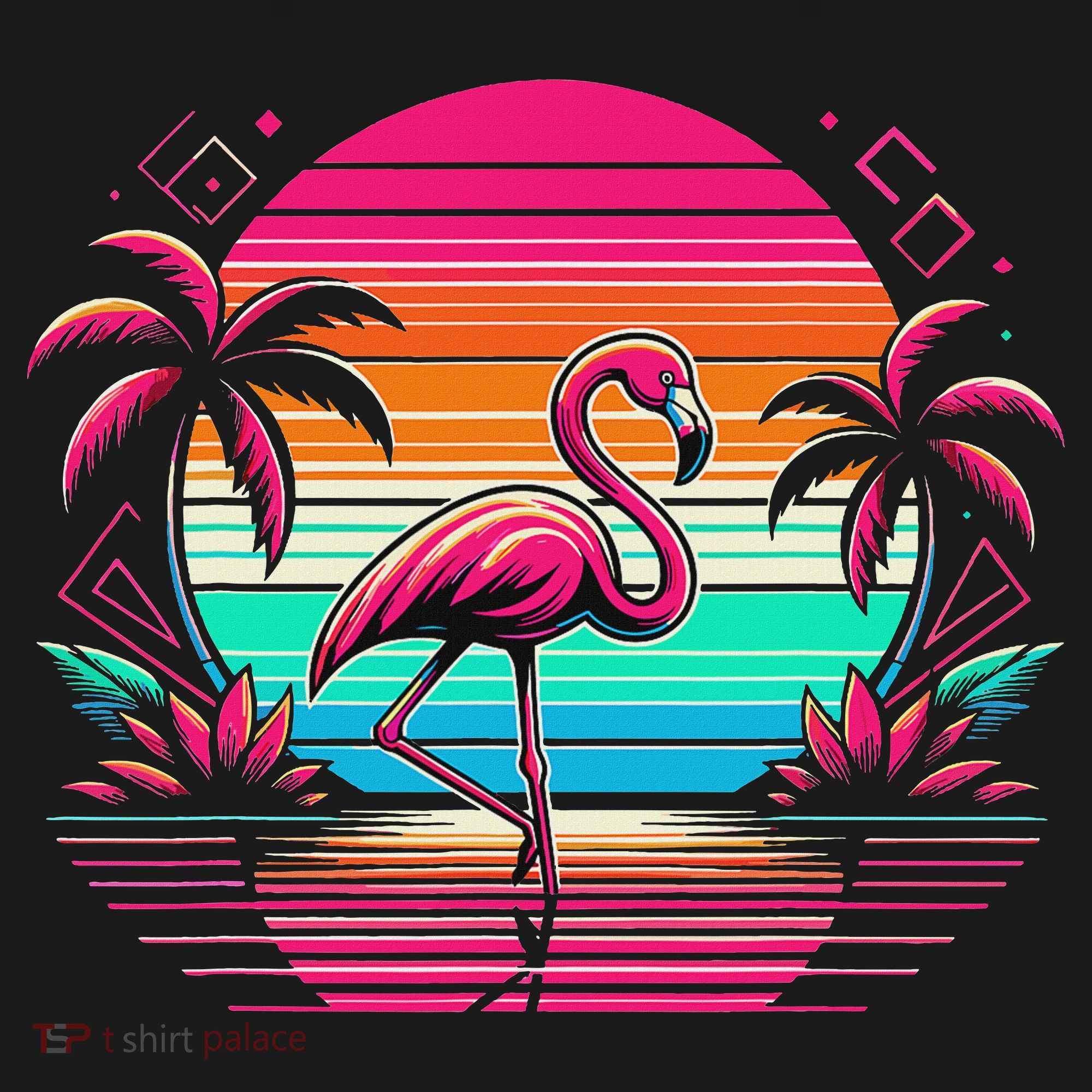 Flamingo Beach Summer Vibes Palm Tree Tropical Summer Backpack