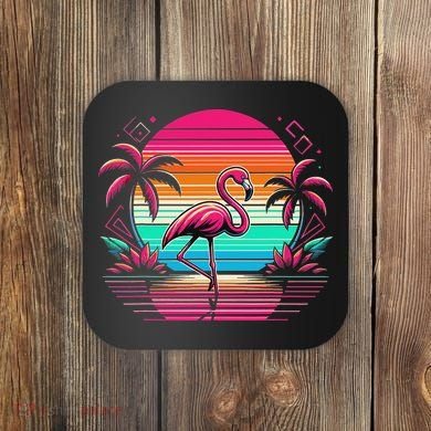 Flamingo Beach Summer Vibes Palm Tree Tropical Summer Coaster