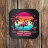Flamingo Beach Summer Vibes Palm Tree Tropical Summer Coaster thumb 0