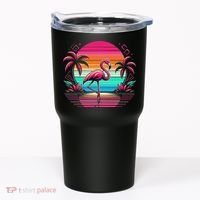 Flamingo Beach Summer Vibes Palm Tree Tropical Summer Tumbler thumb 0