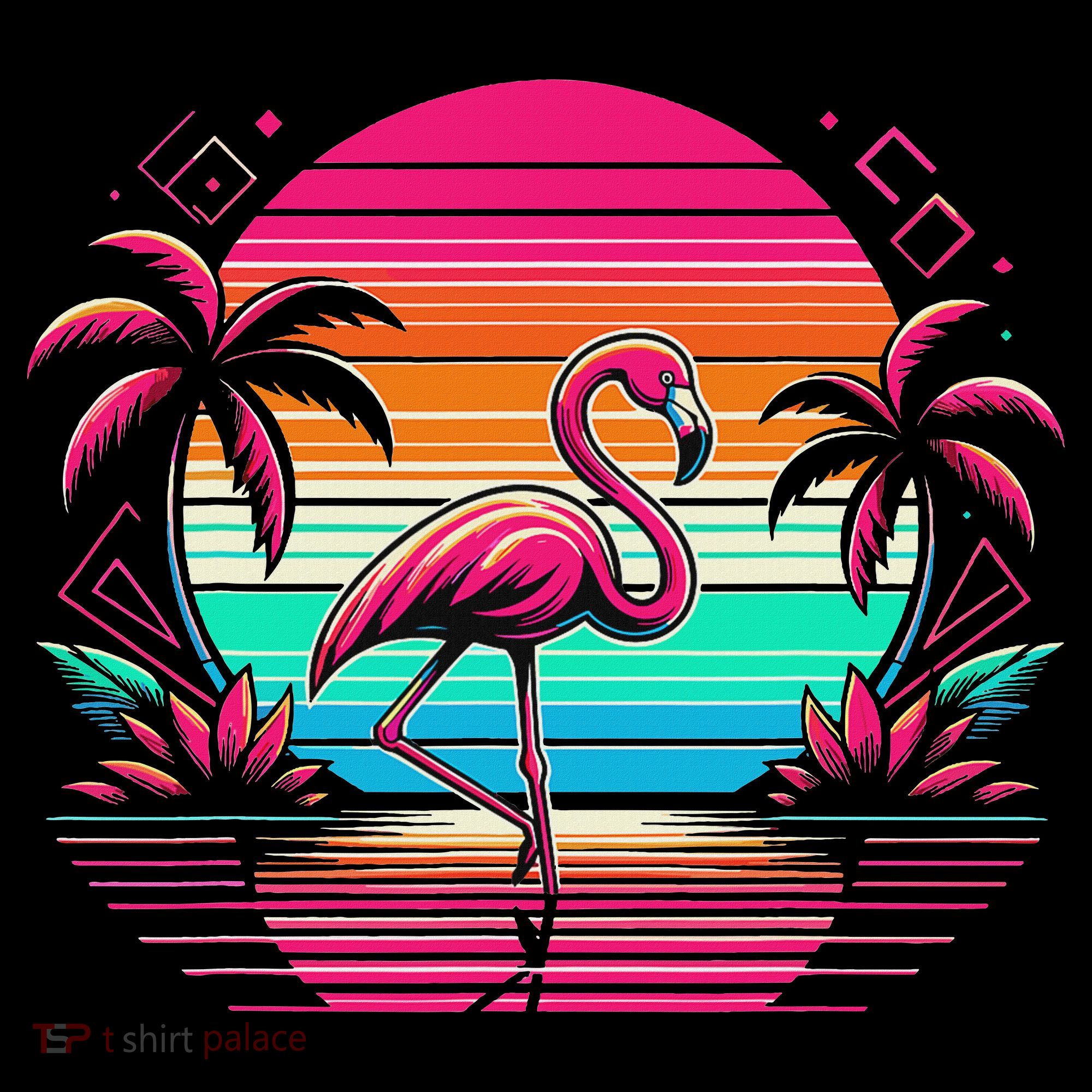 Flamingo Beach Summer Vibes Palm Tree Tropical Summer Mousepad