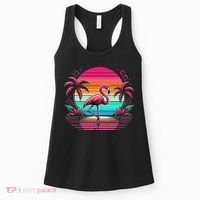 Flamingo Beach Summer Vibes Palm Tree Tropical Summer Women's Tank Top thumb 0