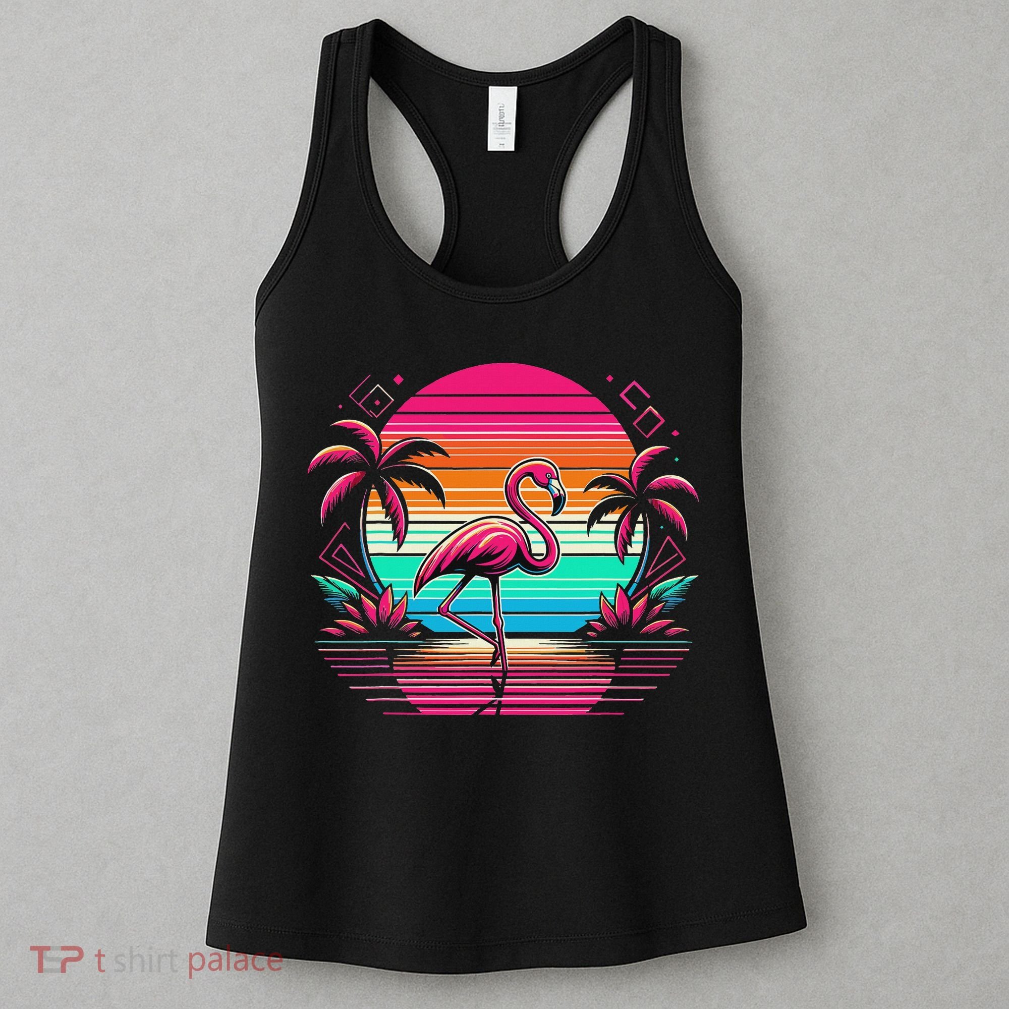 Flamingo Beach Summer Vibes Palm Tree Tropical Summer Women's Tank Top