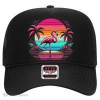 Flamingo Beach Summer Vibes Palm Tree Tropical Summer Hat thumb 0