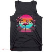 Flamingo Beach Summer Vibes Palm Tree Tropical Summer Tank Top thumb 0