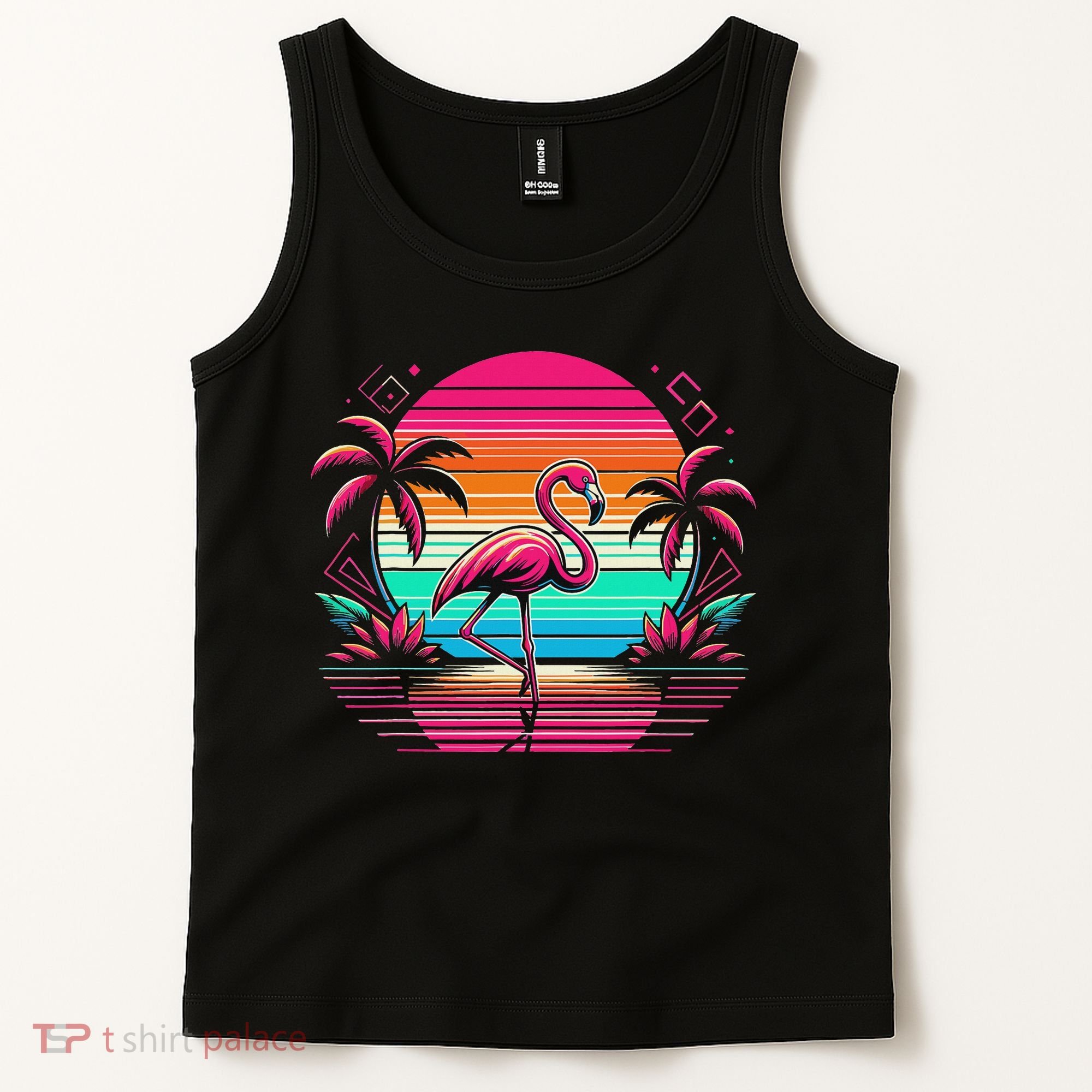 Flamingo Beach Summer Vibes Palm Tree Tropical Summer Tank Top