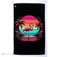 Flamingo Beach Summer Vibes Palm Tree Tropical Summer Golf Towel thumb 0