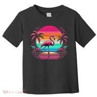 Flamingo Beach Summer Vibes Palm Tree Tropical Summer Toddler T-Shirt thumb 0