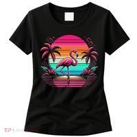 Flamingo Beach Summer Vibes Palm Tree Tropical Summer Women's T-Shirt thumb 0