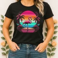 Flamingo Beach Summer Vibes Palm Tree Tropical Summer Women's T-Shirt thumb 2