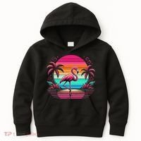 Flamingo Beach Summer Vibes Palm Tree Tropical Summer Kids Hoodie thumb 0