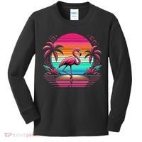 Flamingo Beach Summer Vibes Palm Tree Tropical Summer Kids Long Sleeve Shirt thumb 0
