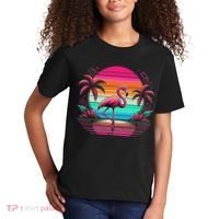 Flamingo Beach Summer Vibes Palm Tree Tropical Summer Kids T-Shirt thumb 2