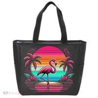 Flamingo Beach Summer Vibes Palm Tree Tropical Summer Tote Bag thumb 0
