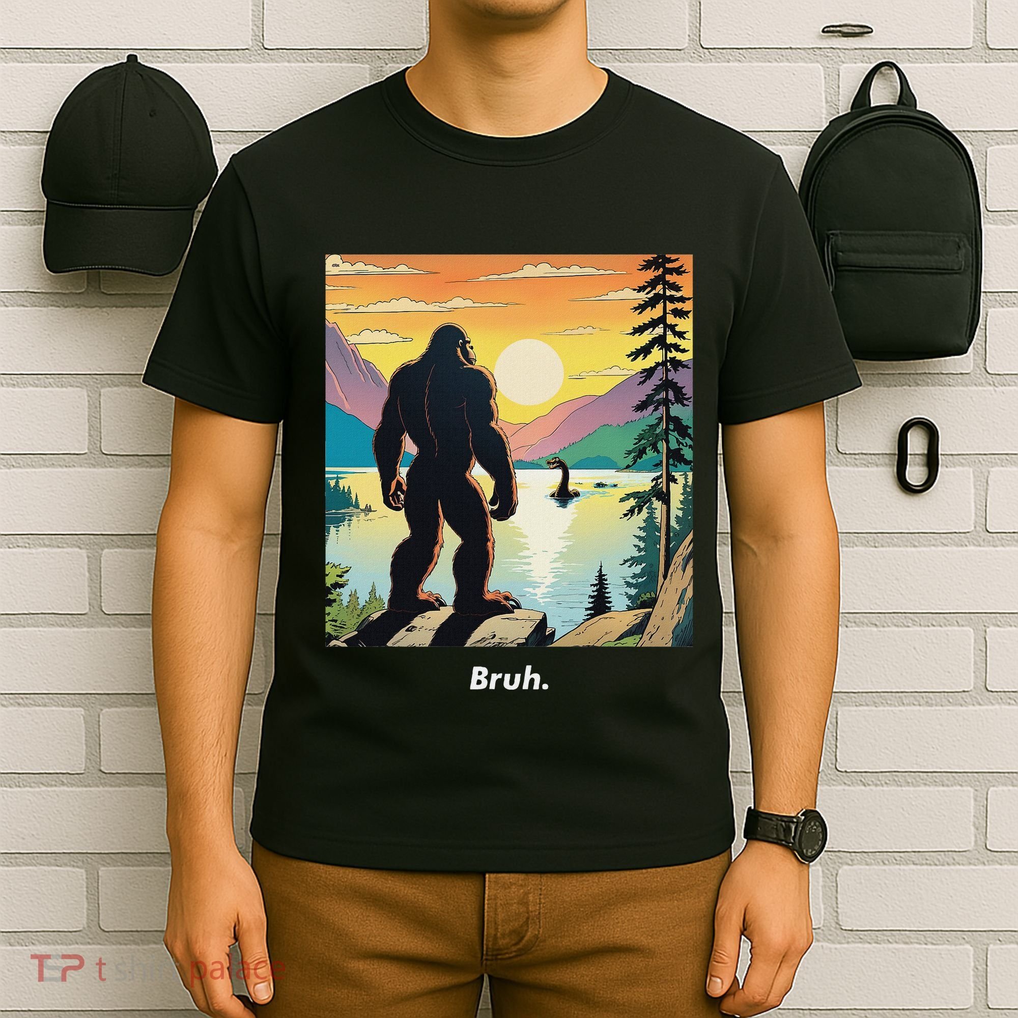 Funny Bigfoot Sasquatch Loch Ness Monster Bruh T-Shirt