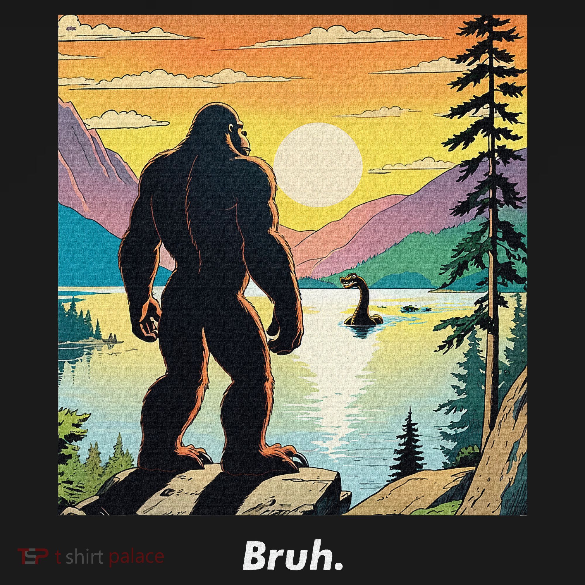 Funny Bigfoot Sasquatch Loch Ness Monster Bruh Mousepad