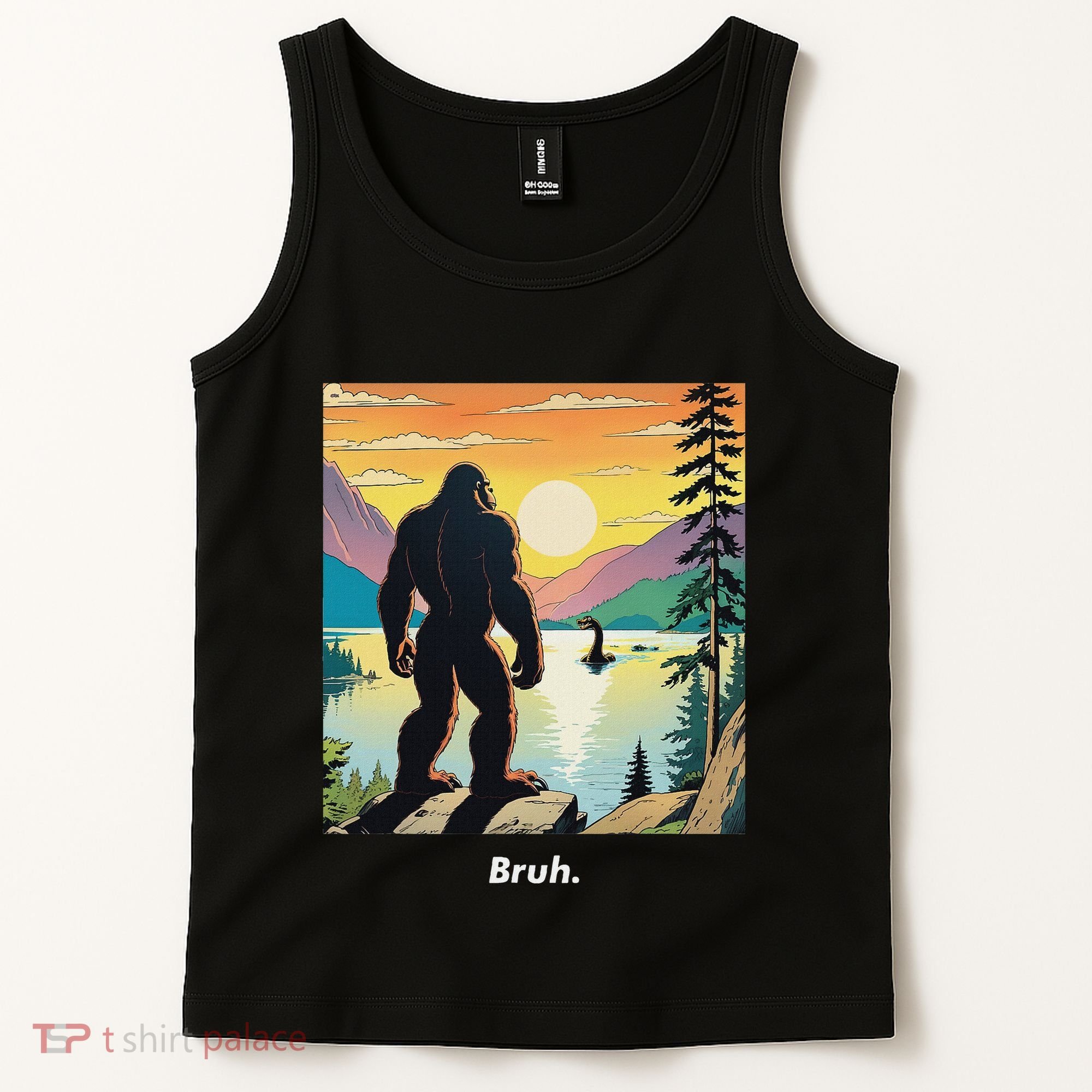 Funny Bigfoot Sasquatch Loch Ness Monster Bruh Tank Top