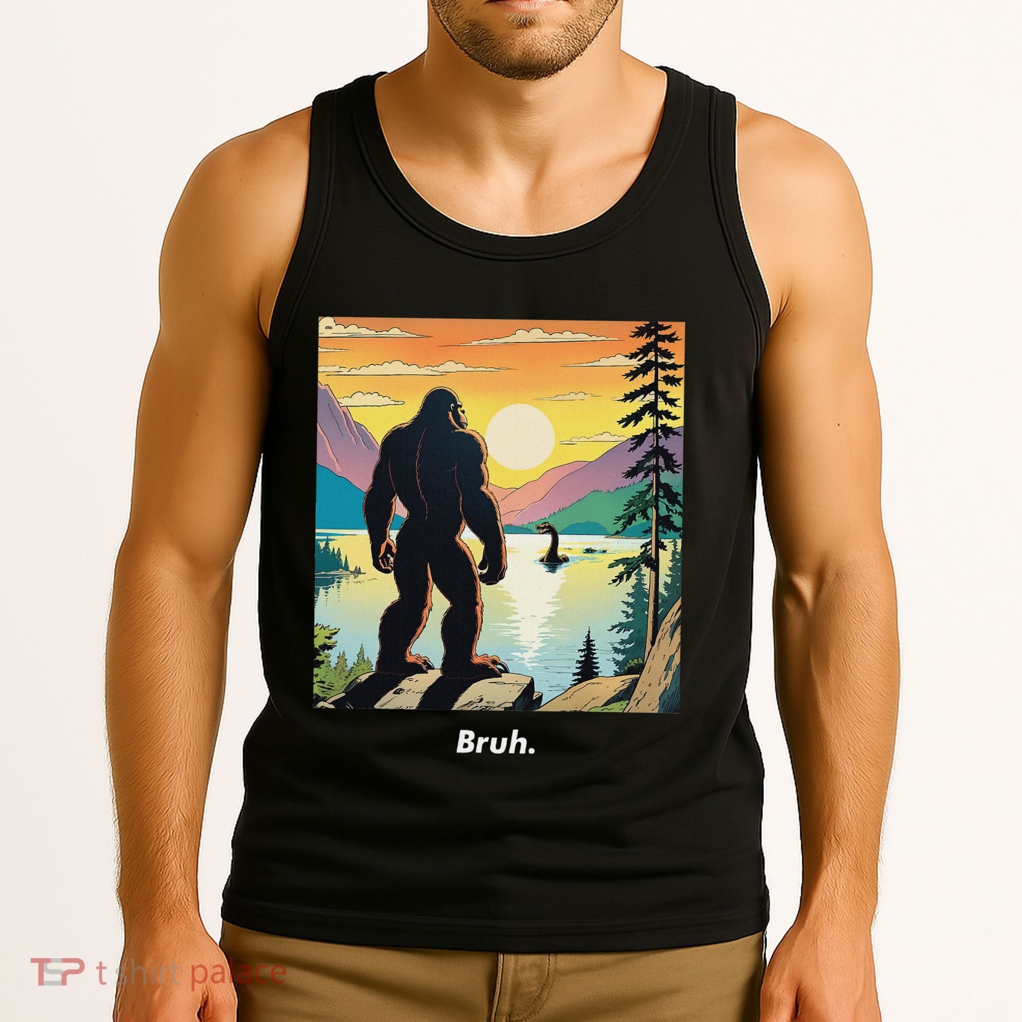 Funny Bigfoot Sasquatch Loch Ness Monster Bruh Tank Top