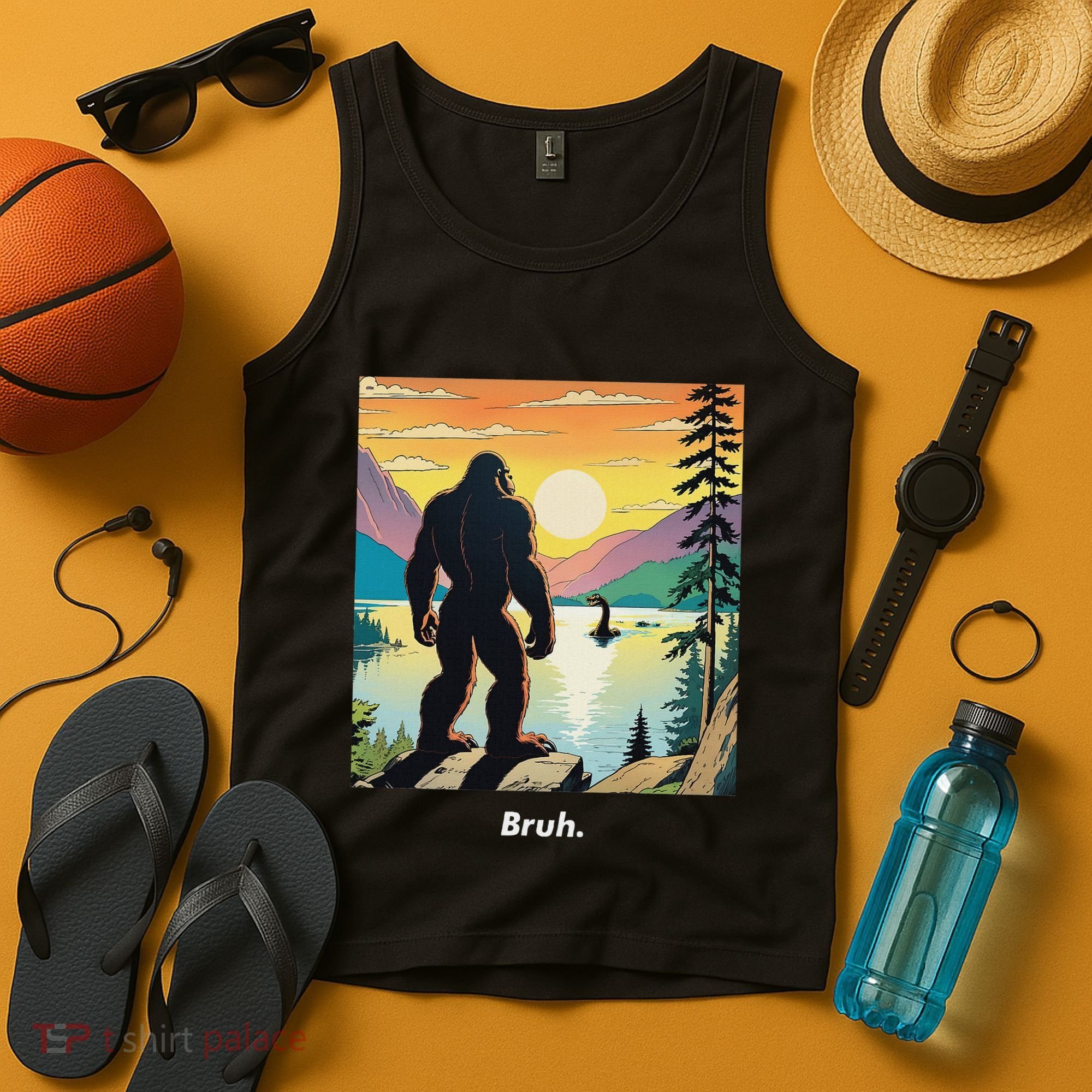 Funny Bigfoot Sasquatch Loch Ness Monster Bruh Tank Top