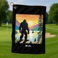 Funny Bigfoot Sasquatch Loch Ness Monster Bruh Golf Towel thumb 1