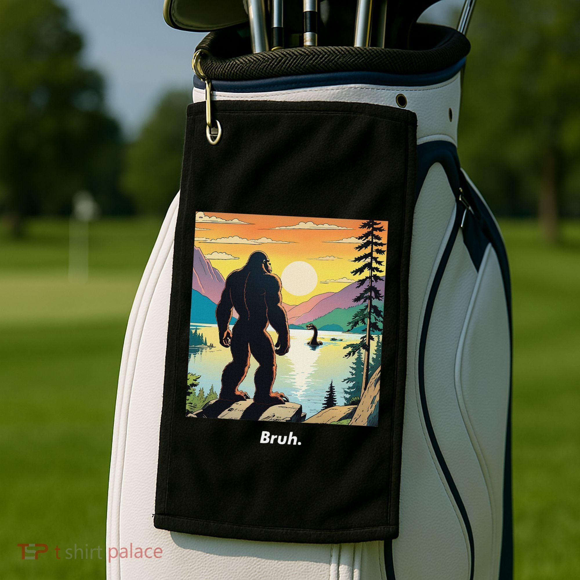 Funny Bigfoot Sasquatch Loch Ness Monster Bruh Golf Towel