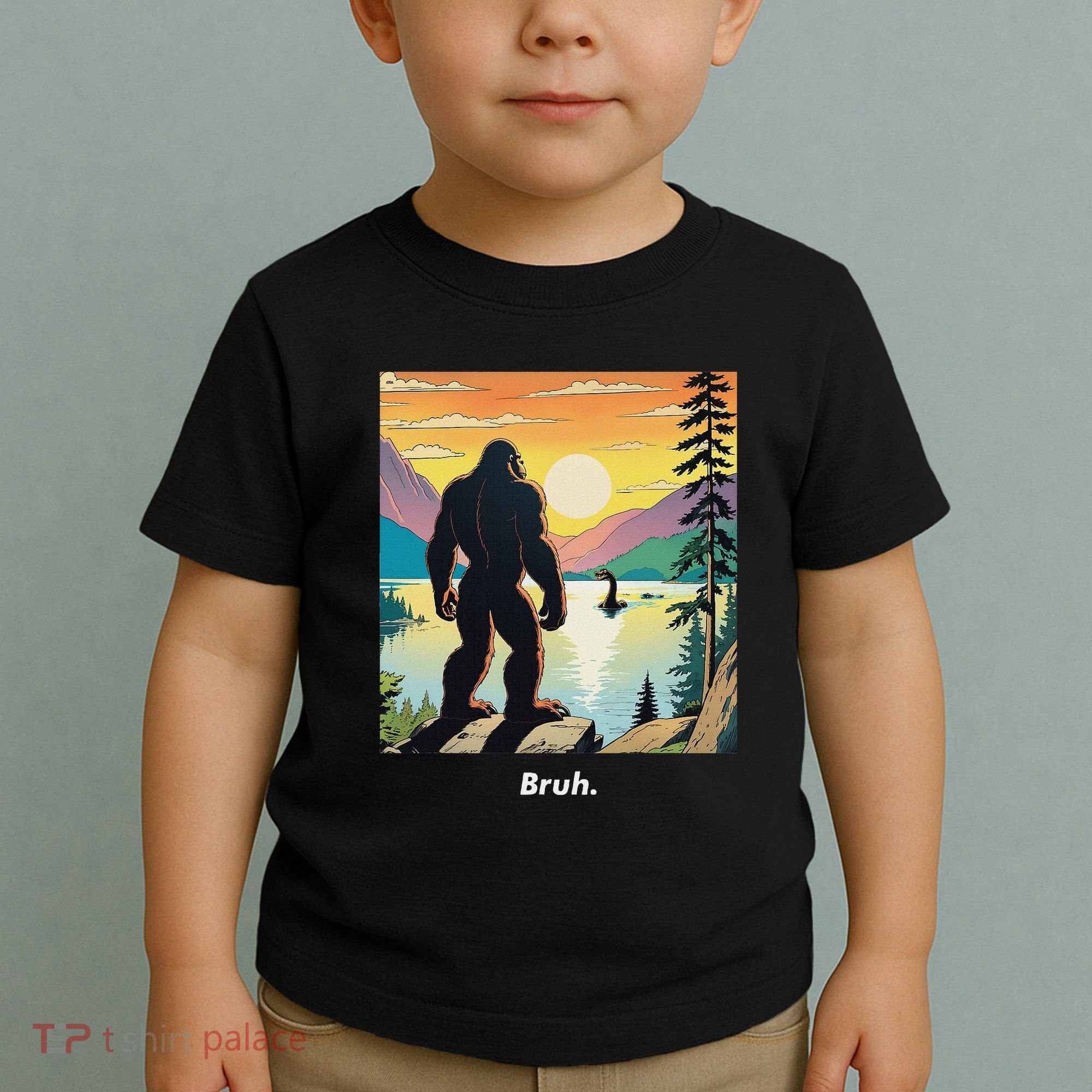 Funny Bigfoot Sasquatch Loch Ness Monster Bruh Toddler T-Shirt