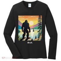 Funny Bigfoot Sasquatch Loch Ness Monster Bruh Women's Long Sleeve Shirt thumb 0