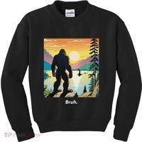 Funny Bigfoot Sasquatch Loch Ness Monster Bruh Kids Sweatshirt thumb 0