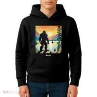 Funny Bigfoot Sasquatch Loch Ness Monster Bruh Kids Hoodie thumb 4