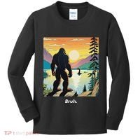 Funny Bigfoot Sasquatch Loch Ness Monster Bruh Kids Long Sleeve Shirt thumb 0